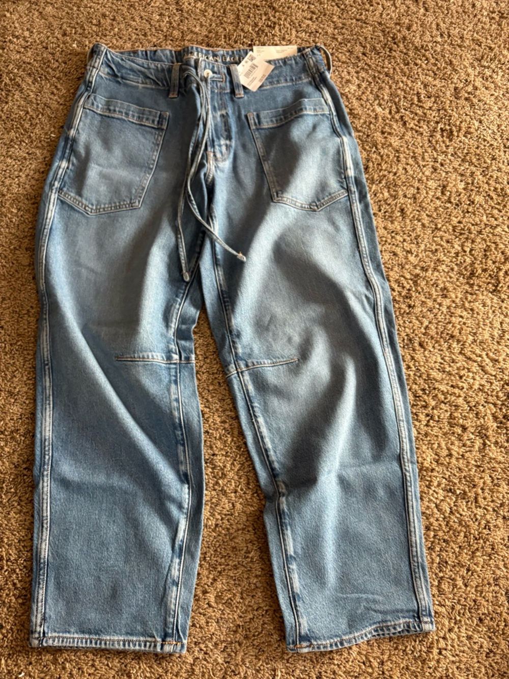 American Eagle Outfitters Light Blue Denim Jeans with drawstring